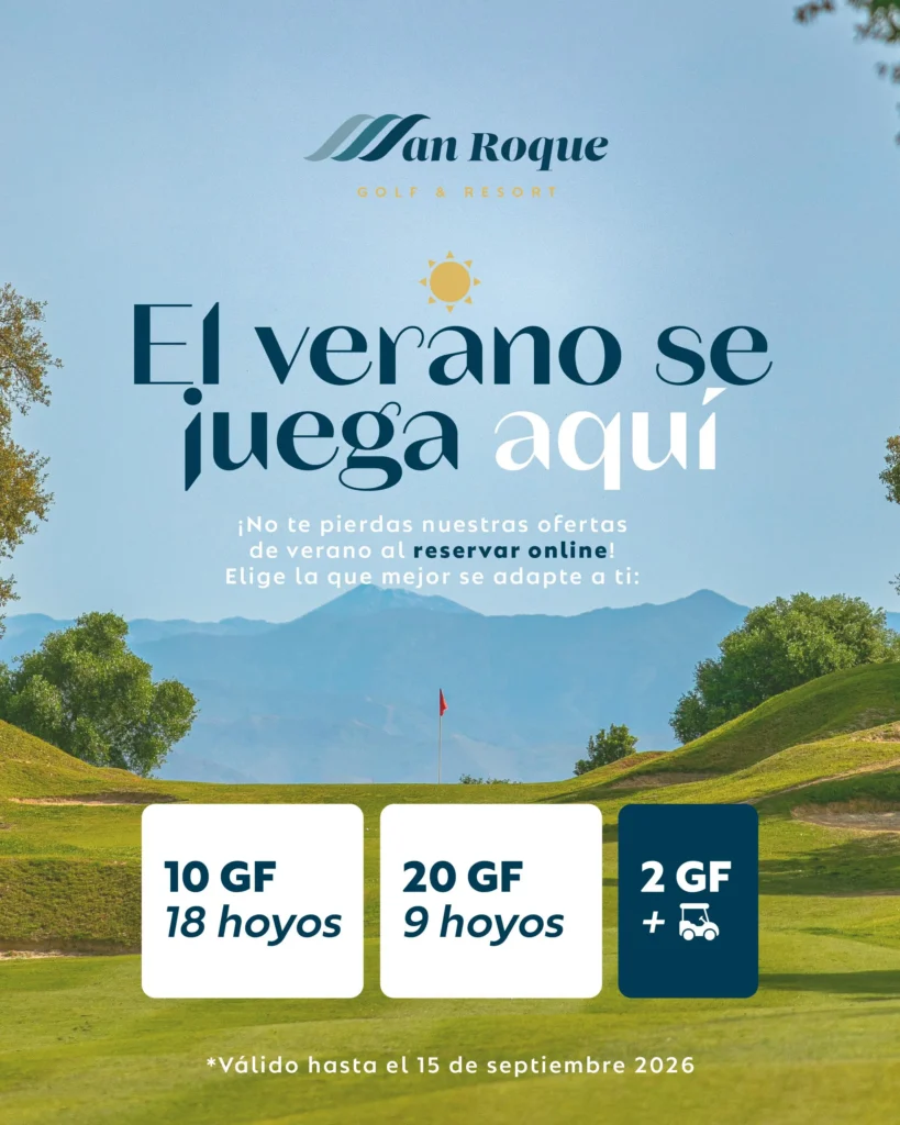 Ofertas de golf de verano en San Roque Golf & Resort, válidas hasta el 15 de septiembre de 2026