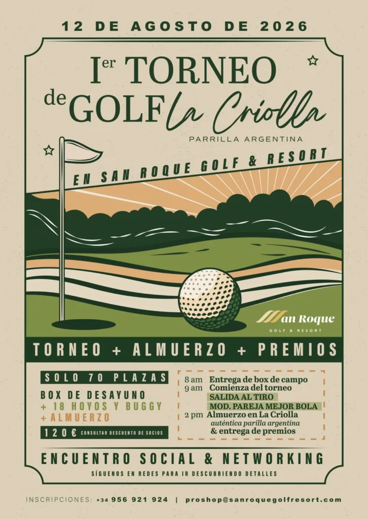 Cartel del Torneo La Criolla en San Roque Golf & Resort, 12 de agosto de 2026