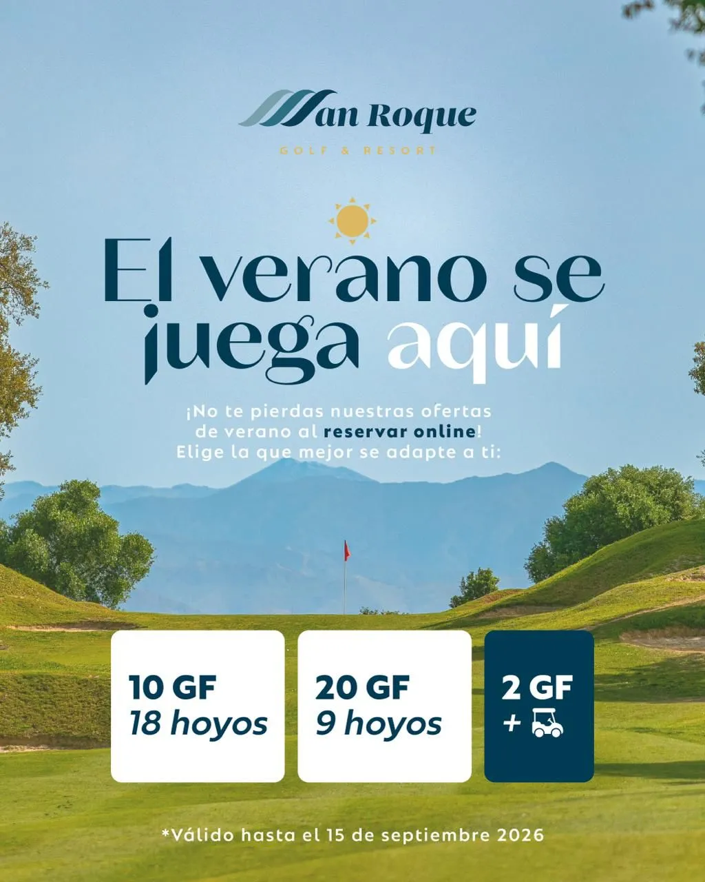 Ofertas de golf de fin de verano en San Roque Golf & Resort, válidas hasta el 15 de septiembre de 2026